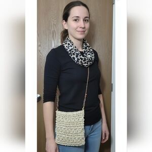 Cappelli by Straworld Woven Cross Body Multicolor Beads On Shoulder Strap